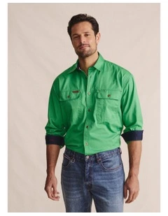 Armstrong Full Placket Work Shirt 1SHM00130 in Green