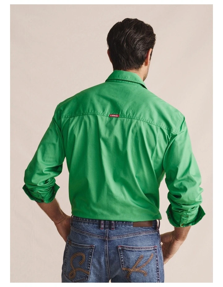 Armstrong Full Placket Work Shirt 1SHM00130 in Green image 2
