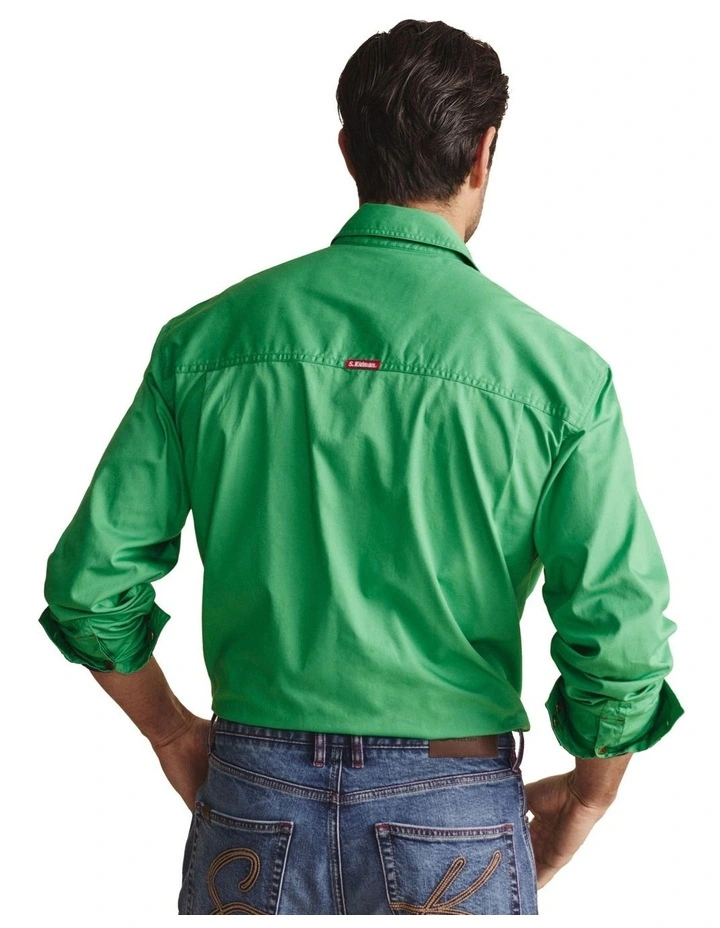 Armstrong Full Placket Work Shirt 1SHM00130 in Green image 2
