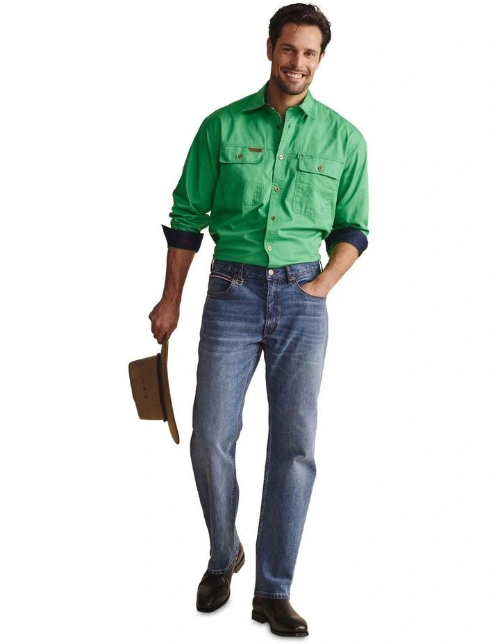 Armstrong Full Placket Work Shirt 1SHM00130 in Green image 3