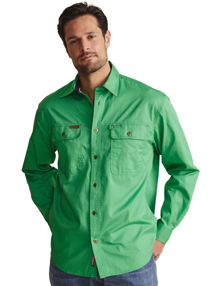Armstrong Full Placket Work Shirt 1SHM00130 in Green image 5