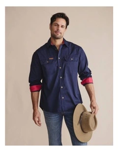 S.Kidman 1SHM00130 Armstrong Full Placket Work Shirt - Navy