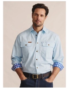 Armstrong Full Placket Work Shirt in Sky Blue