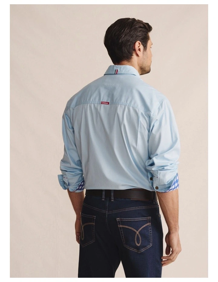 Armstrong Full Placket Work Shirt in Sky Blue image 2