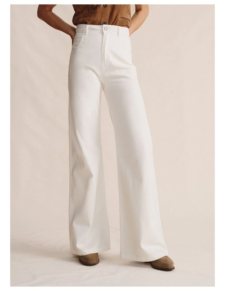 Yarra High Waisted Wide Leg Jean in White image 3