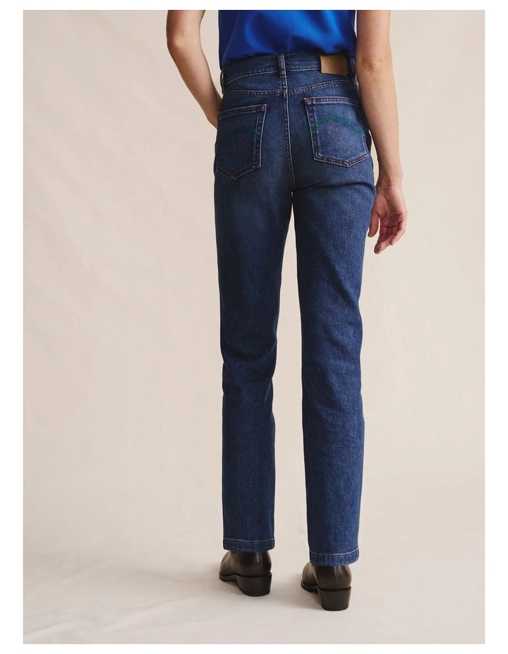 Eyre High Rise Straight Leg Jean 1PAW00063BLU in Blue image 2