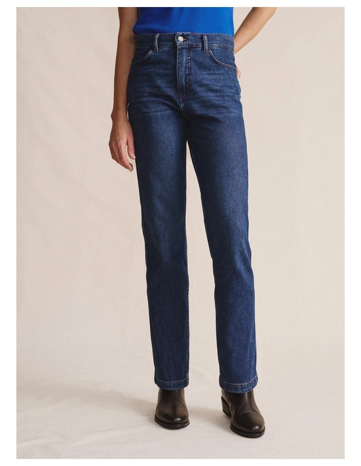 Eyre High Rise Straight Leg Jean 1PAW00063BLU in Blue image 3