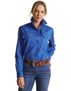 Spencer Full Placket Workshirt 1SHW00132 in Mid Blue