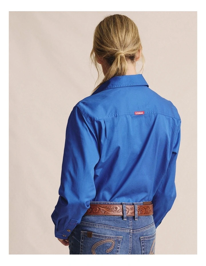 Spencer Full Placket Workshirt 1SHW00132 in Mid Blue image 2