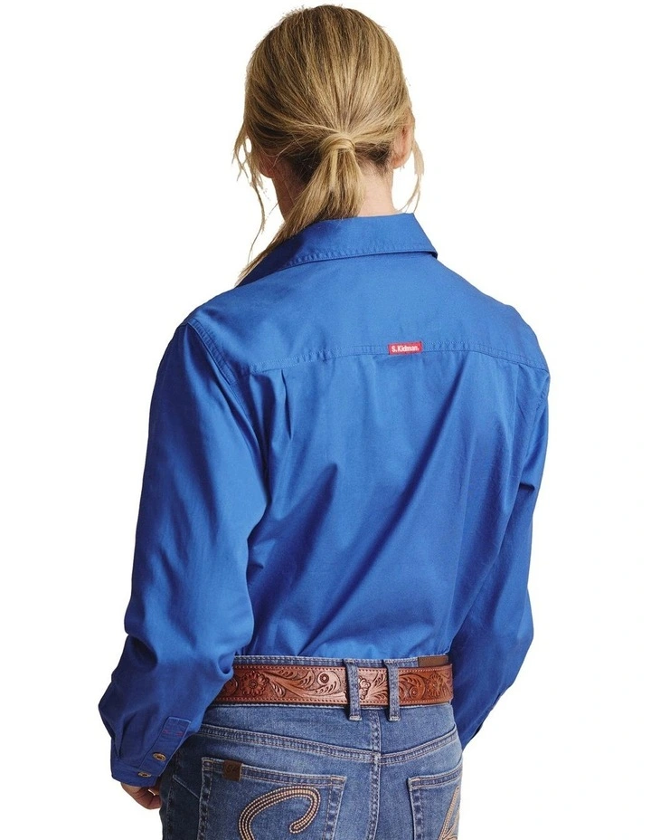 Spencer Full Placket Workshirt 1SHW00132 in Mid Blue image 2