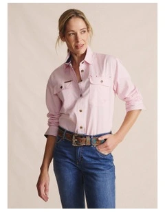 Spencer Full Placket Workshirt 1SHW00132PPNK in Pale Pink