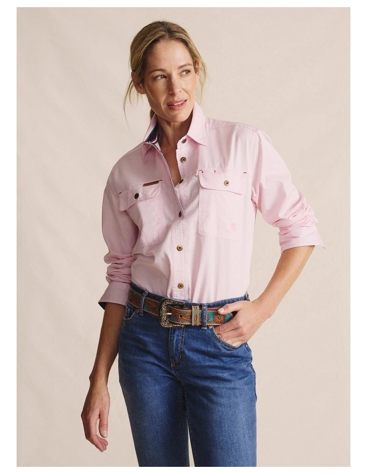 Spencer Full Placket Workshirt 1SHW00132PPNK in Pale Pink image 1