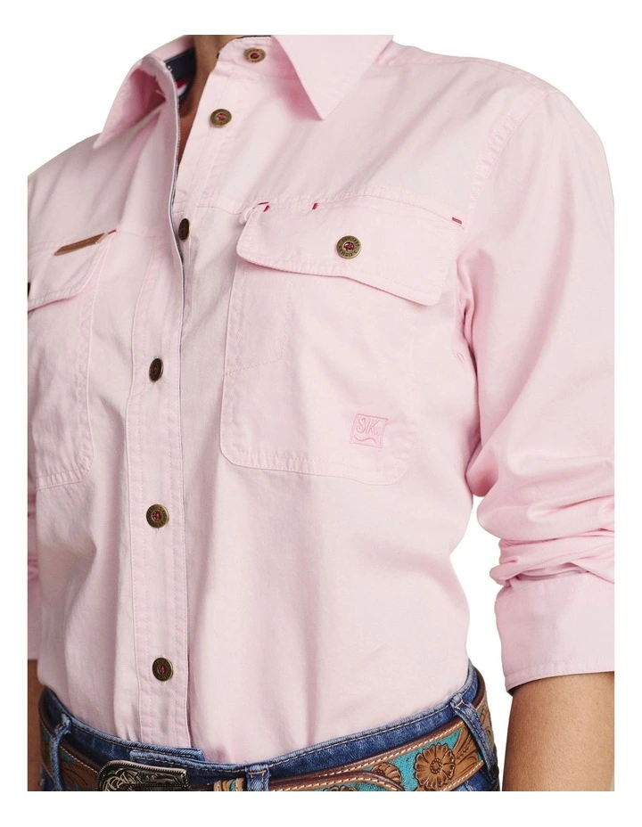 Spencer Full Placket Workshirt 1SHW00132PPNK in Pale Pink image 4