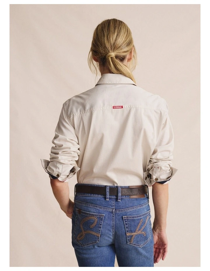 Spencer Full Placket Workshirt 1SHW00132 in Stone image 2