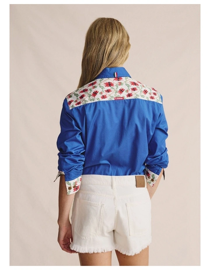 Spencer Full Placket Workshirt 1SHW00026 in Mid Blue image 2