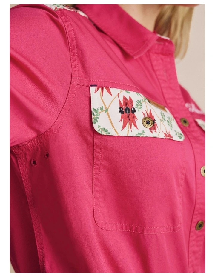 Spencer Full Placket Workshirt 1SHW00026 in Bright Pink image 3