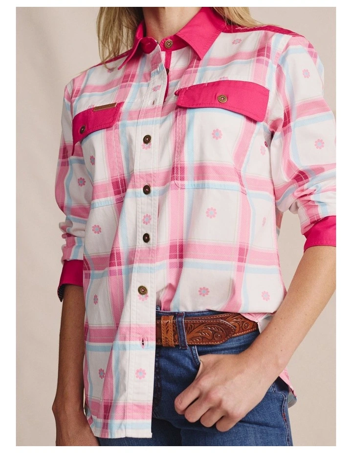 Spencer Full Placket Workshirt 1SHW00028 in Pink image 3