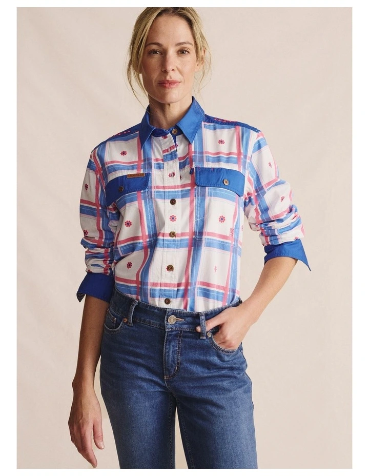 Spencer Full Placket Workshirt 1SHW00028 in Mid Blue image 1