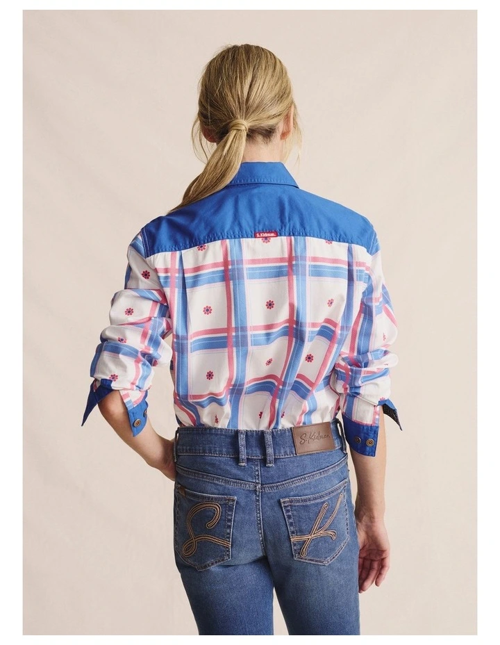 Spencer Full Placket Workshirt 1SHW00028 in Mid Blue image 2