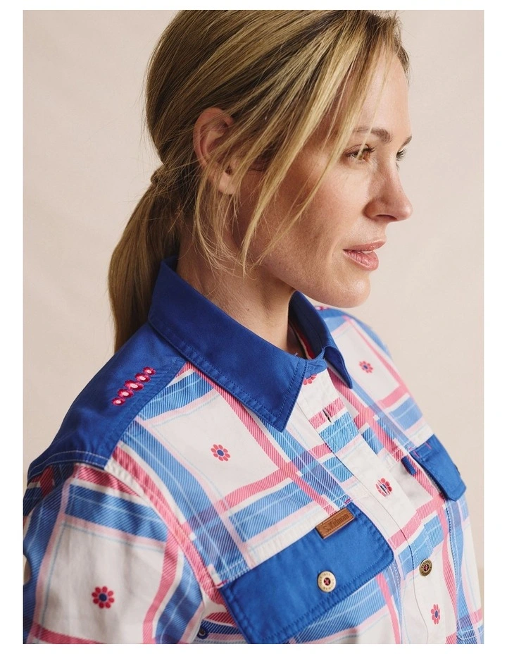 Spencer Full Placket Workshirt 1SHW00028 in Mid Blue image 3