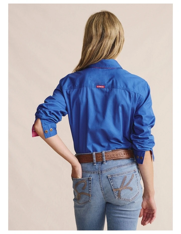 Spencer Full Placket Workshirt 1SHW00030 in Mid Blue image 2