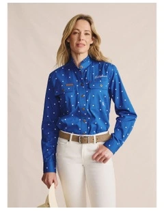 Lilly Pilly Full Placket Workshirt 1SHW00034 in Mid Blue