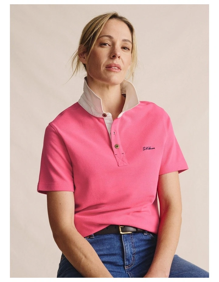 Tuli Short Sleeve Polo Shirt 1POW00011 in Pink image 1