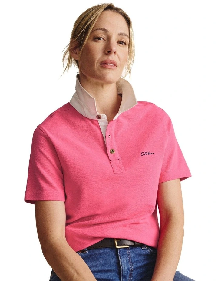 Tuli Short Sleeve Polo Shirt 1POW00011 in Pink image 1
