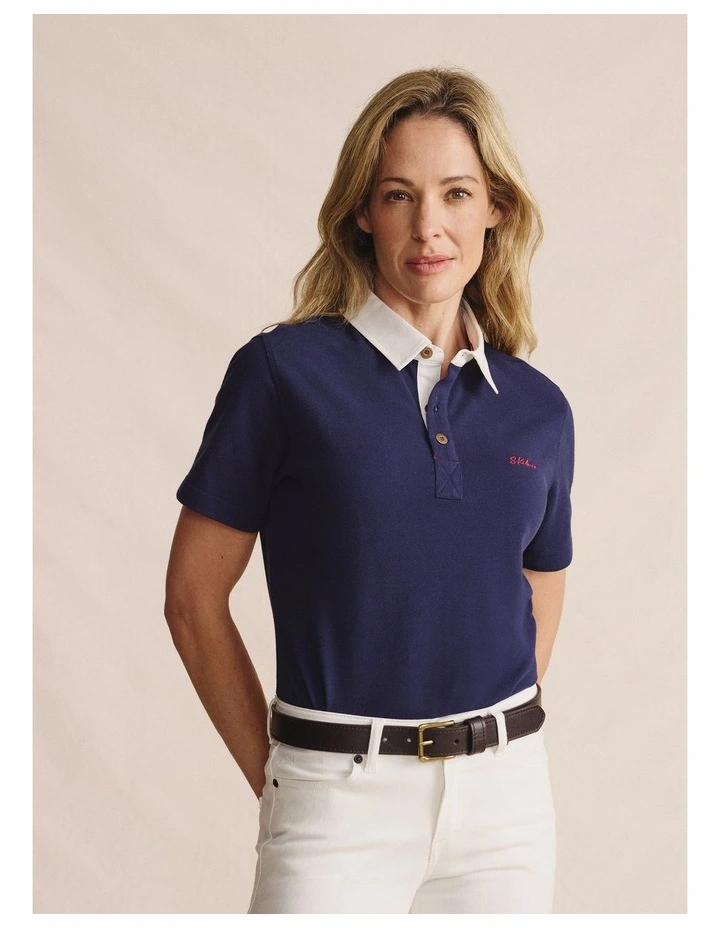Tuli Short Sleeve Polo Shirt 1POW00011 in Navy image 1