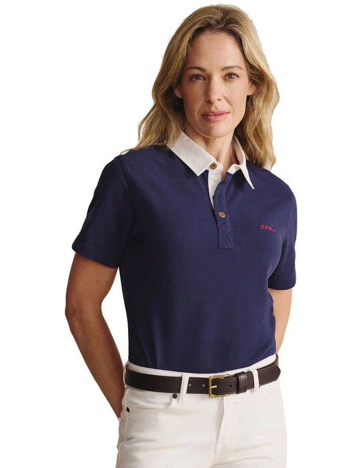 Tuli Short Sleeve Polo Shirt 1POW00011 in Navy image 1