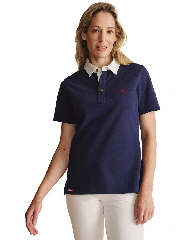 Tuli Short Sleeve Polo Shirt 1POW00011 in Navy image 5