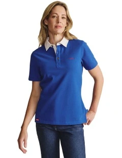 Tuli Short Sleeve Polo Shirt 1POW00011 in Mid Blue