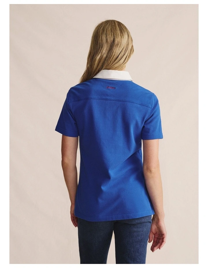 Tuli Short Sleeve Polo Shirt 1POW00011 in Mid Blue image 2