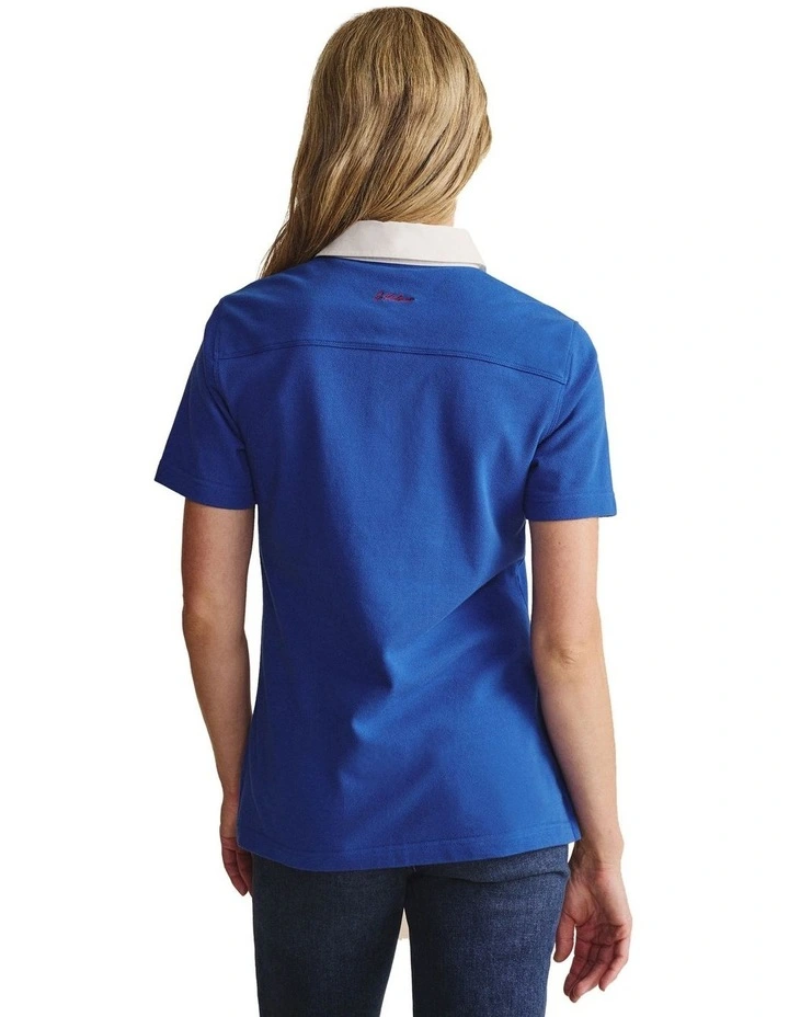 Tuli Short Sleeve Polo Shirt 1POW00011 in Mid Blue image 2