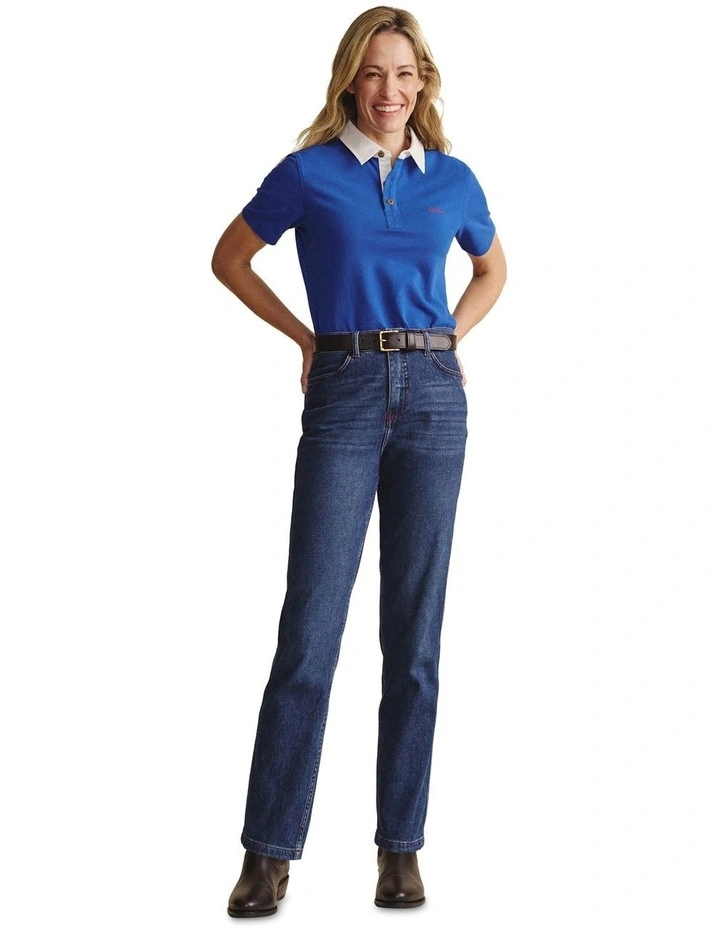 Tuli Short Sleeve Polo Shirt 1POW00011 in Mid Blue image 5