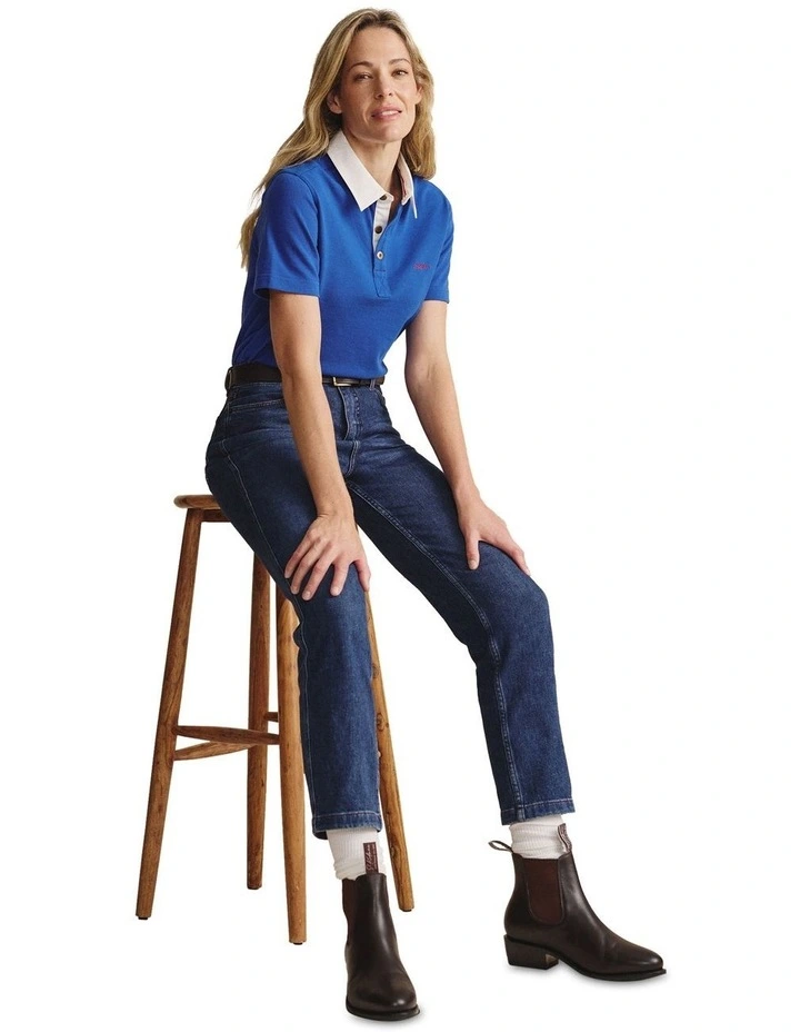 Tuli Short Sleeve Polo Shirt 1POW00011 in Mid Blue image 6