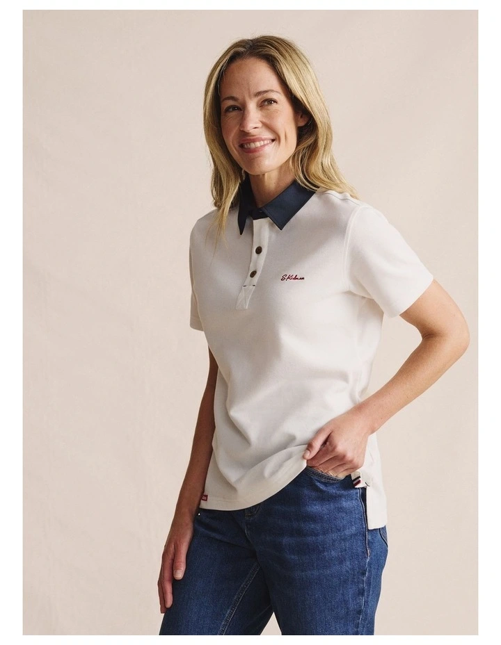 Tuli Short Sleeve Polo Shirt 1POW00011 in White image 3