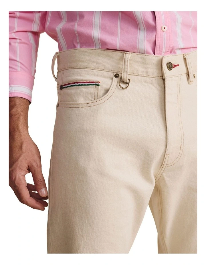 Camden 5 Pocket (Reg 32) Mid Rise Jeans 1PAM00152R in Ecru image 4