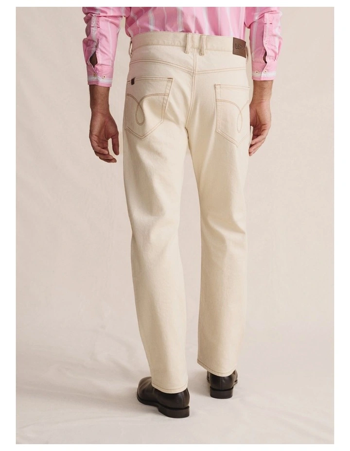 5 Pocket (Long 38) Mid Rise Jeans 1PAM00152L in Ecru image 3