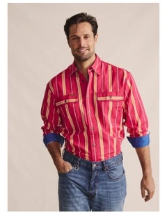 Armstrong Full Placket Work Shirt 1SHM00110 in Pink/Orange