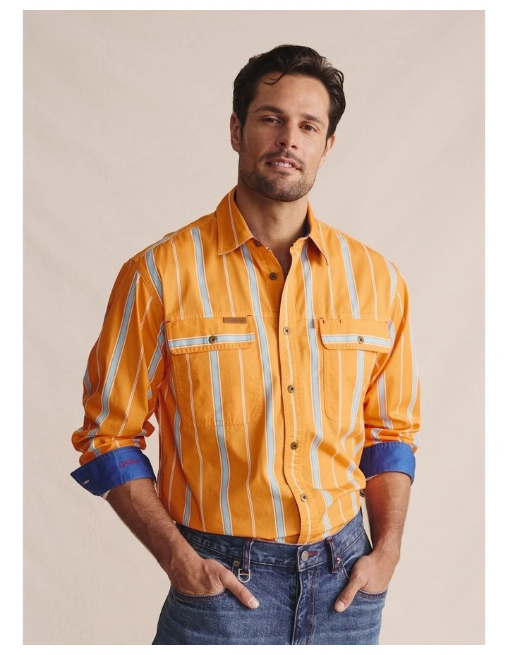 Armstrong Full Placket Work Shirt 1SHM00110 in Orange image 1