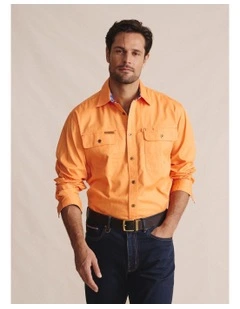 Armstrong Full Placket Work Shirt in Orange