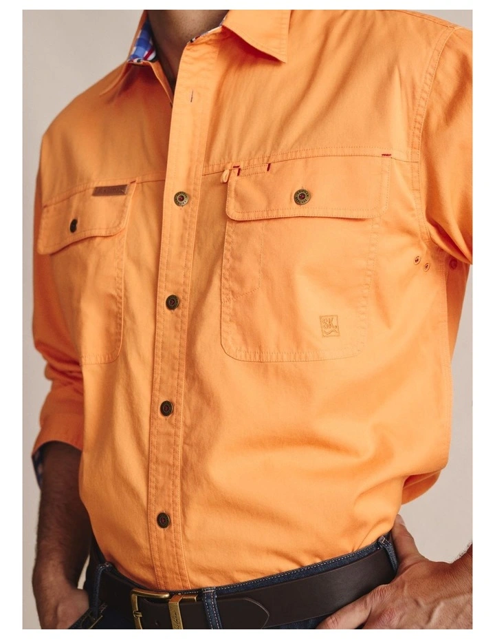 Armstrong Full Placket Work Shirt in Orange image 3