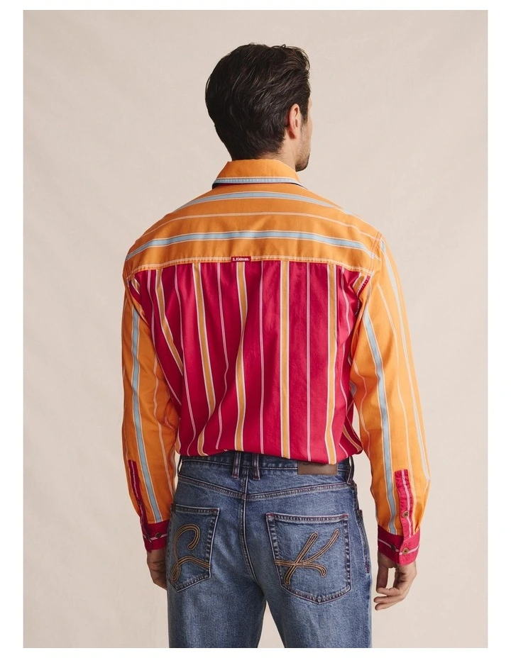 Armstrong Full Placket Work Shirt in Pink/Orange image 2