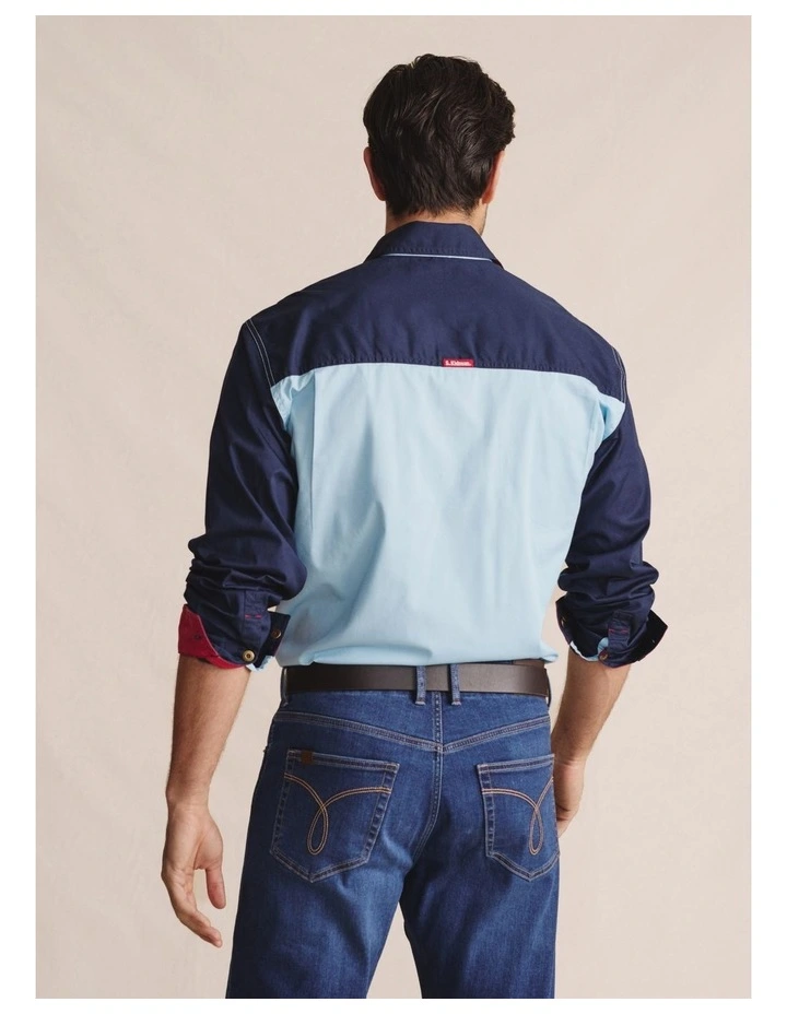 Armstrong Full Placket Work Shirt in Sky Blue image 2