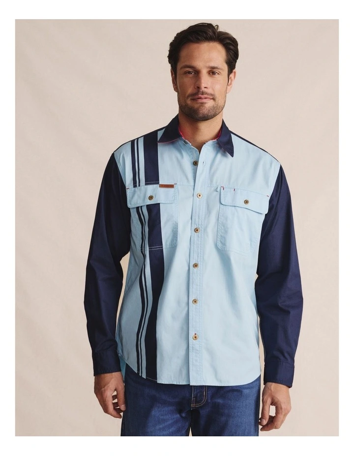 Armstrong Full Placket Work Shirt in Sky Blue image 4