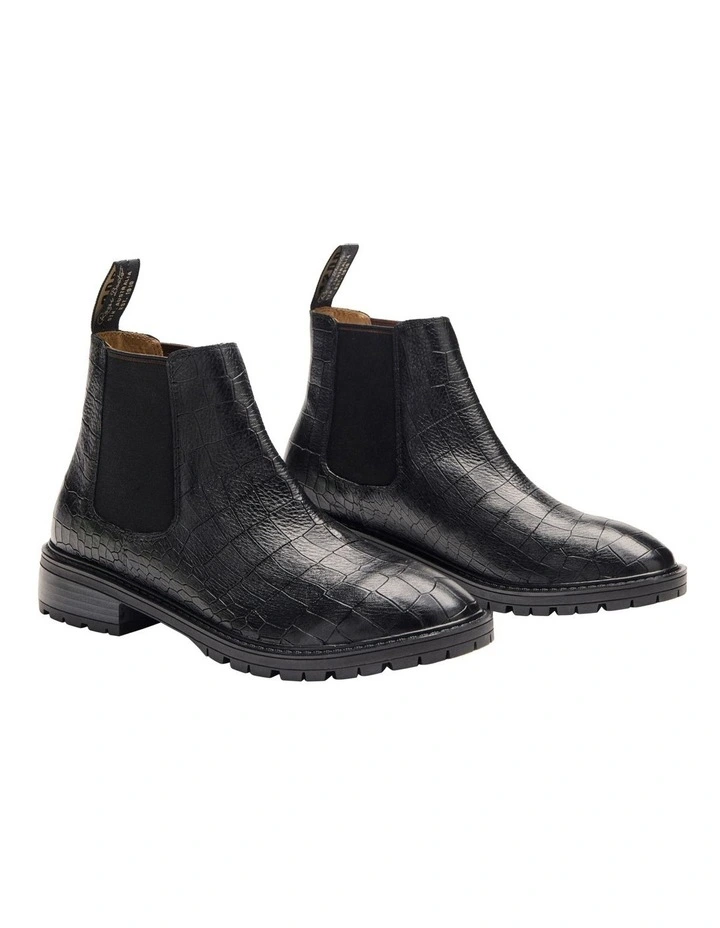 Chinchilla Rubber Sole Boot in Black Croc image 1