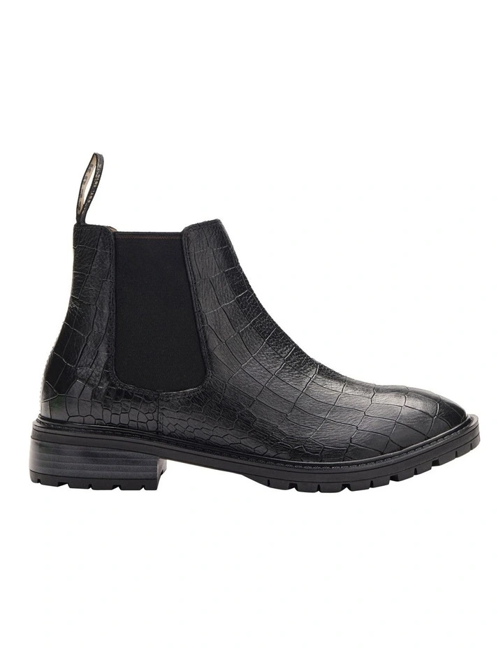 Chinchilla Rubber Sole Boot in Black Croc image 2