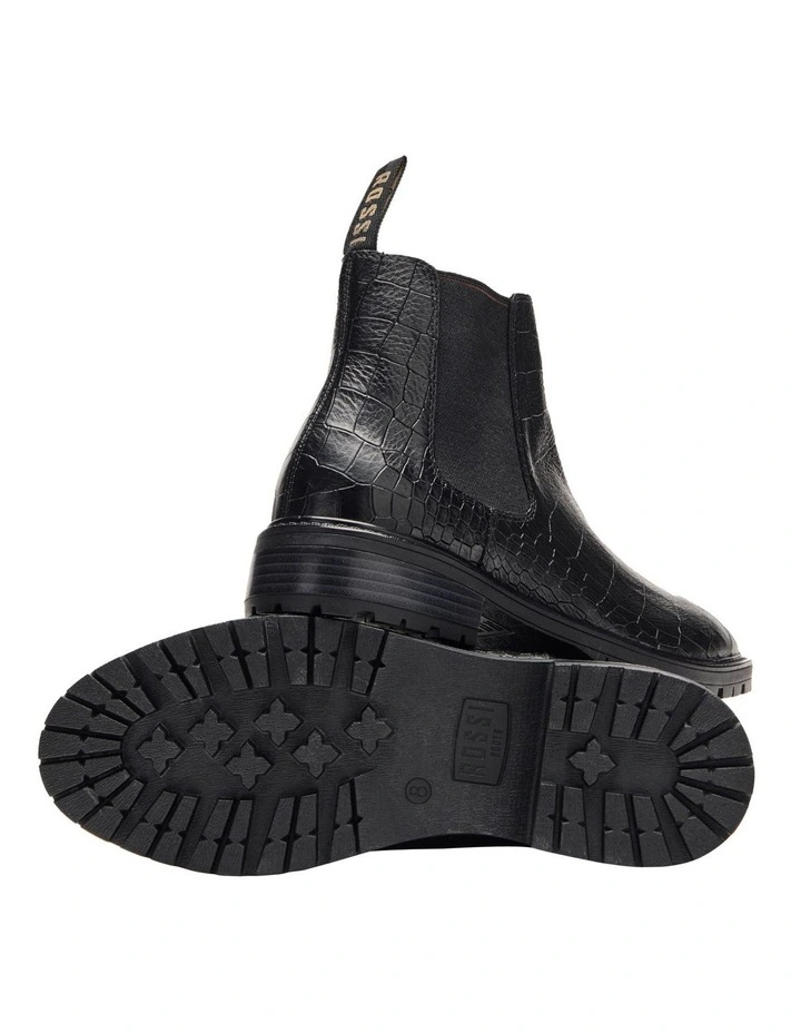 Chinchilla Rubber Sole Boot in Black Croc image 3