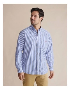 Barron Long Sleeve Shirt in Mid Blue